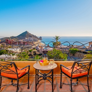Outdoor seating with ocean views