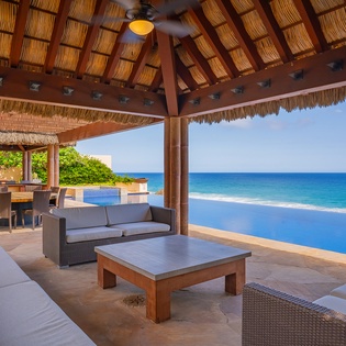 Outdoor seating with ocean views