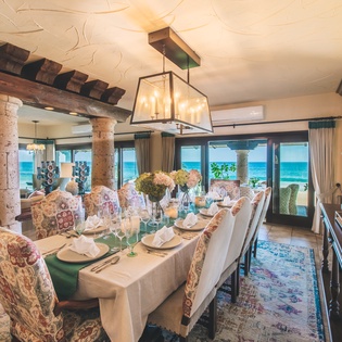 Spacious dining area seating 10
