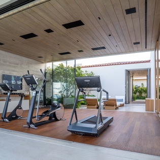 Fitness area with ocean view