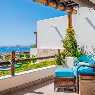 Terrace seating with ocean views