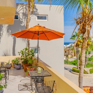 Sunny terrace with ocean views