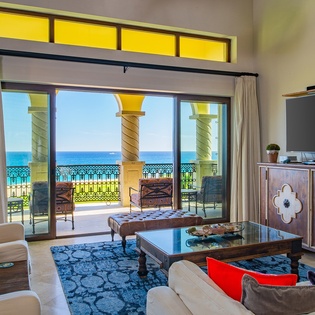 Spacious living area with ocean view