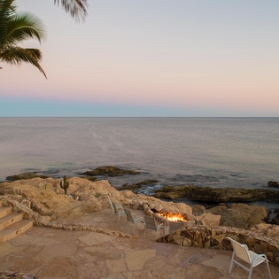 Walkway to ocean and fire pit