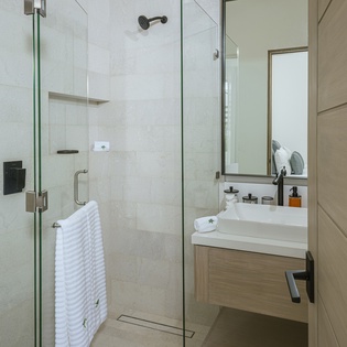 En suite bathroom with walk in shower