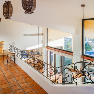 Upstairs hallways with beautiful architectural detail