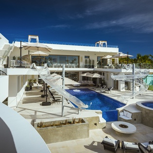 Views of poolside and jacuzzi