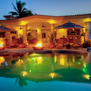 Poolside view of villa