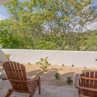 Side patio with outdoor seating