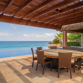 Outdoor seating with ocean views