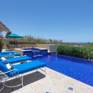 Sunny patio with ocean view