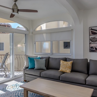 Living area with balcony access