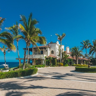 Sunny exterior of villa