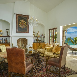 Spacious living area with patio access