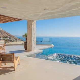 Sunny patio with ocean views