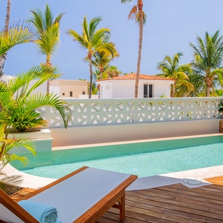 Poolside patio