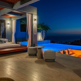 Patio lounging area with ocean view
