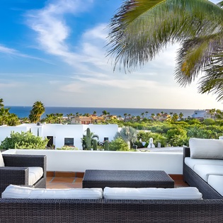Ocean views from the inviting seating area