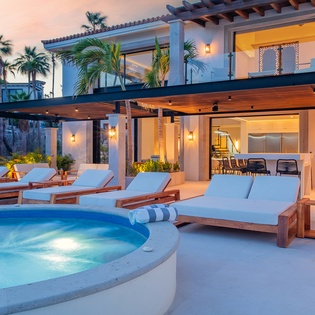 Poolside patio with jacuzzi
