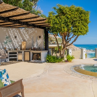 Outdoor seating area overlooking the ocean views