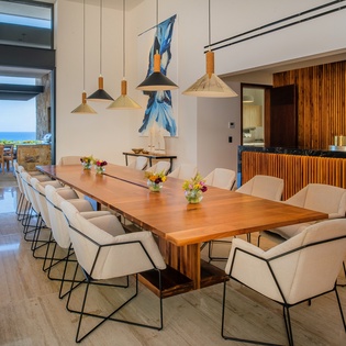 Commodious dining area seating 14