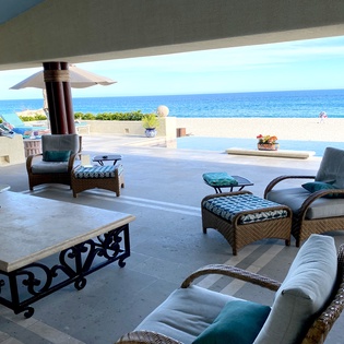Outdoor seating with ocean views