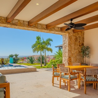 Dine in your private covered terrace with stunning pool and valley views creating the perfect tropical retreat.