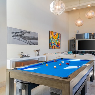 Living area with pool table
