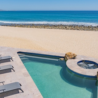 Beachfront views by the pool