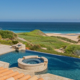 Sunny poolside view