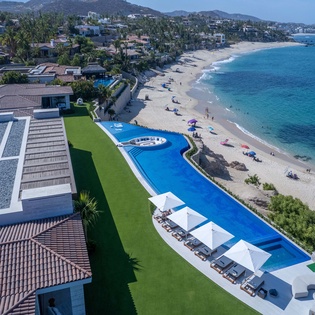 Aerial view of villa beachfront