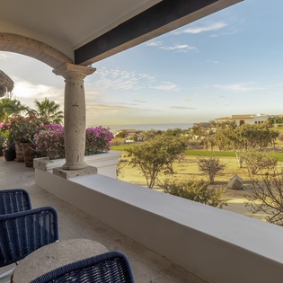 En suite terrace access with golf course views and outdoor seating