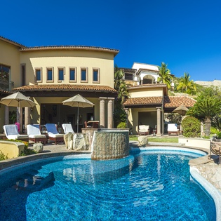 Poolside view of villa