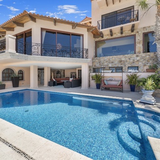 Poolside view of exterior