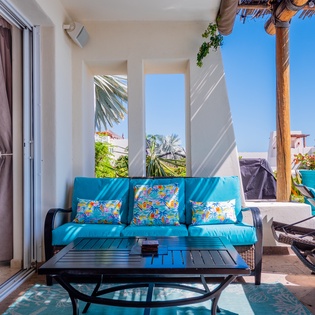 Outdoor seating with ocean views