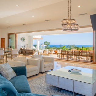 Spacious living area with ocean view