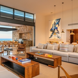 Spacious living area with ocean views