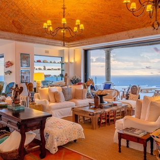 Spacious living area with ocean views