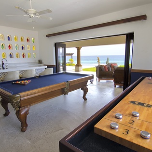 Entertianment room with patio access