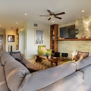 Spacious living are with patio access