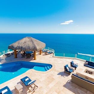 Terrace with pool and ocean views