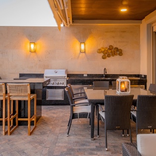 BBQ Grill with outdoor seating and bar