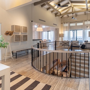 Upstairs with living and dining area