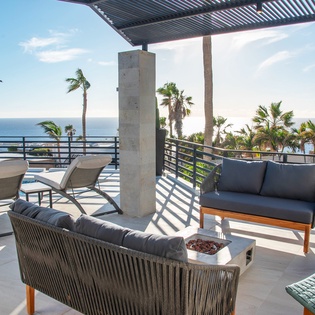 Outdoor seating with fire pit