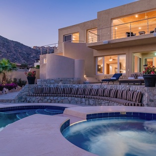Poolside with Jacuzzi during sunset