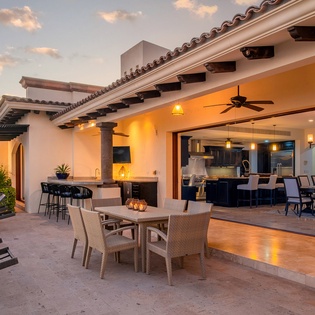 Terrace dining area and living room