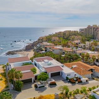 Aerial beach view of villa