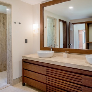 En suite bathroom with walk in shower