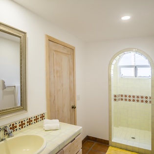 Bathroom with spacious shower