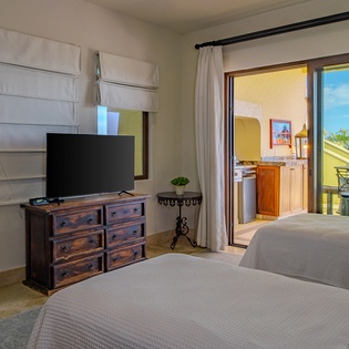 Double bed suite with patio access